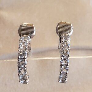 Vintage Rhinestone Clip-on Earrings Silvertone Mounting Birthday Engagement Gift